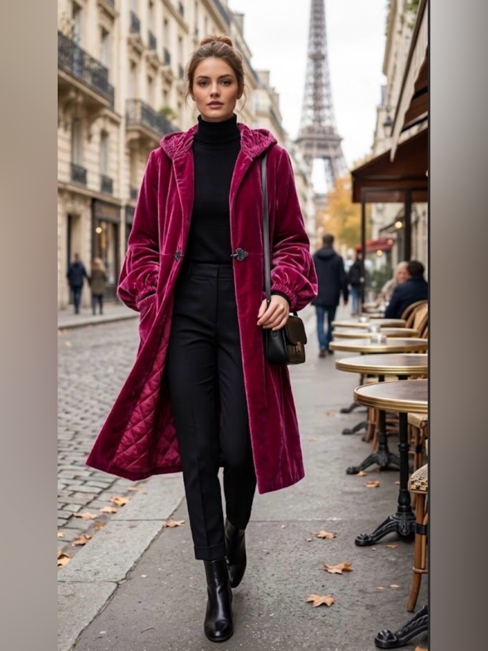 Vintage deep pink velvet long coat women’s XL